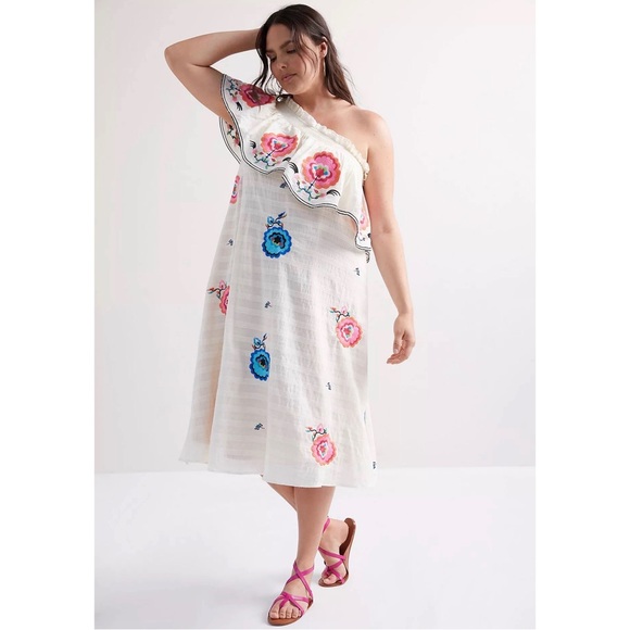 Anthropologie Plenty by Tracy Reese Embroidered One Shoulder Maxi Dress NWT XL - Picture 7 of 16